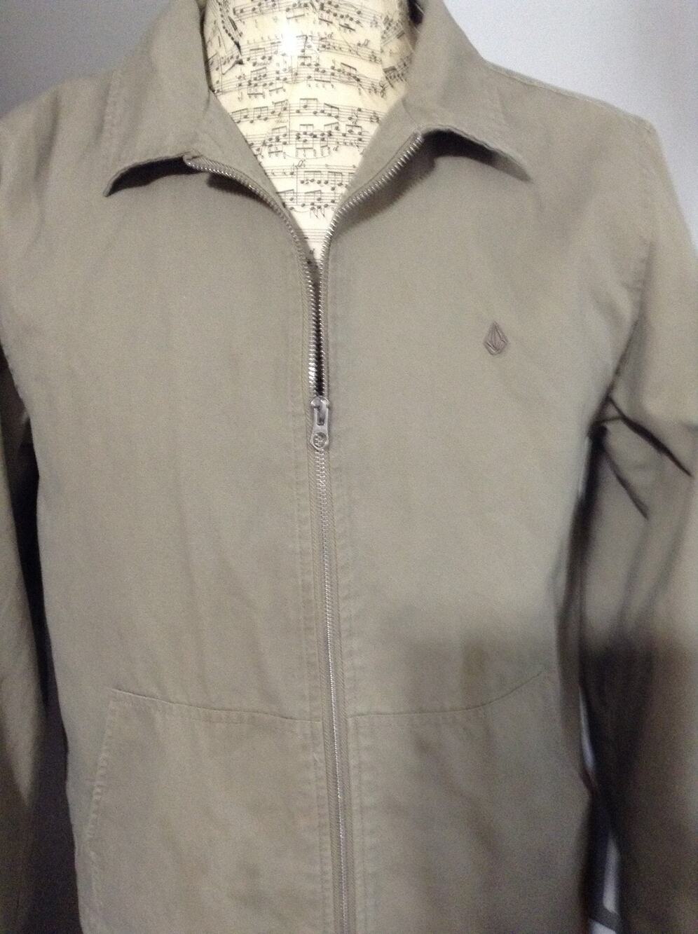 Volcom Palm Drive Sherpa Lined Jacket Mens L Khaki Tan Canvas Full Zip Workwear
